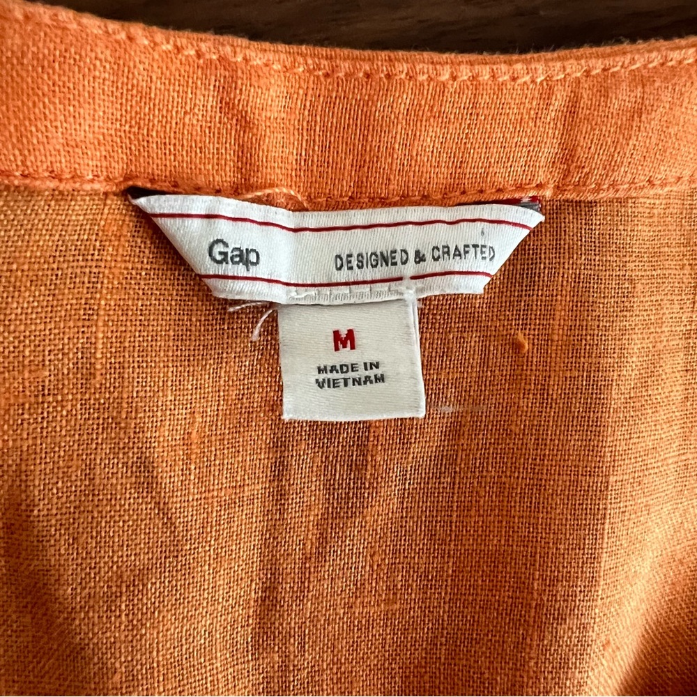 Gap 100% Linen Shirt in Bright Orange, size M - Picture 4 of 10